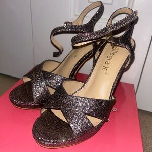 Allegra K Glitter Strappy Heels